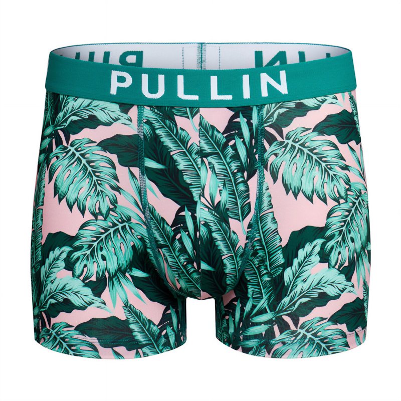 Boxer homme Polyester Vert/Rose/Blanc Imprimé - Pull In