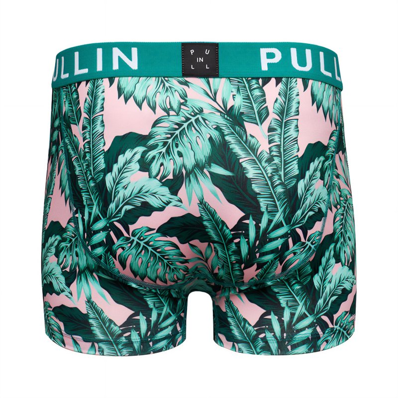 Boxer homme Polyester Vert/Rose/Blanc Imprimé - Pull In