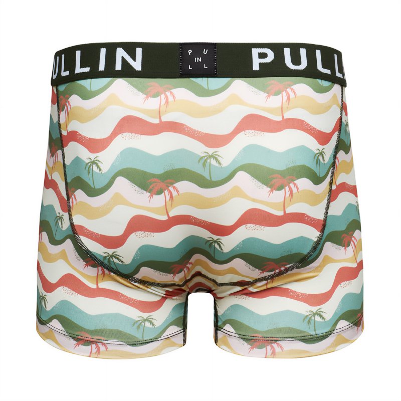 Boxer homme Polyester Blanc/Rose/Jaune/Vert/Bleu Imprimé - Pull In