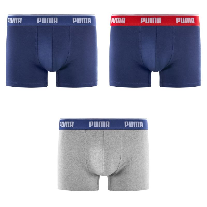 Lot de 3 Boxers homme Coton Bleu Marine/Gris/Rouge Everyday Basics - Puma