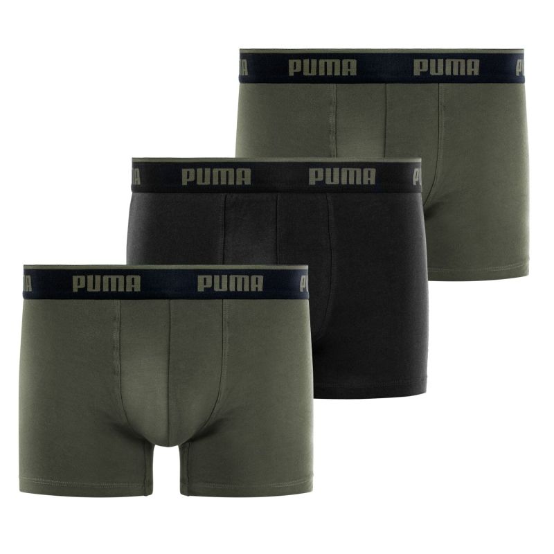 Lot de 3 Boxers homme Coton Kaki/Noir Everyday Basics - Puma