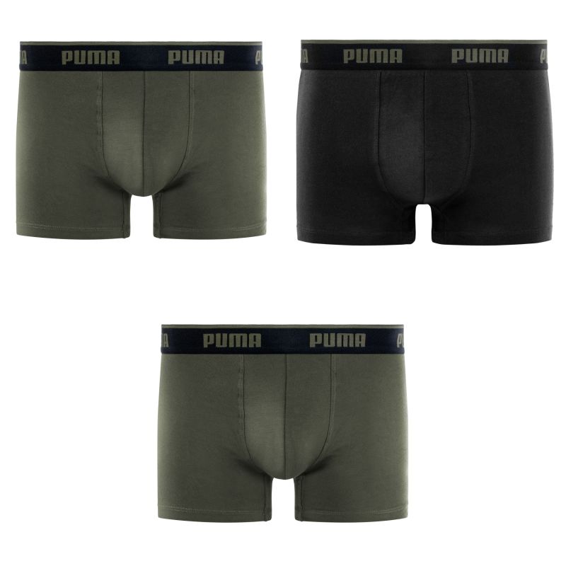 Lot de 3 Boxers homme Coton Kaki/Noir Everyday Basics - Puma