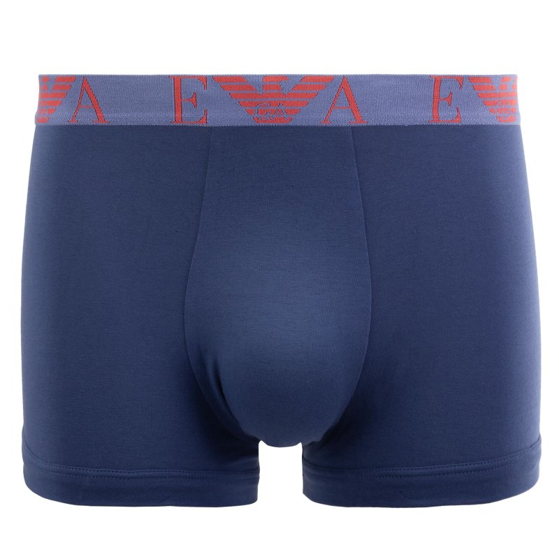 Lot de 3 Boxers homme Coton Bleu/Bleu Marine/Noir/Rouge Uni - Emporio Armani