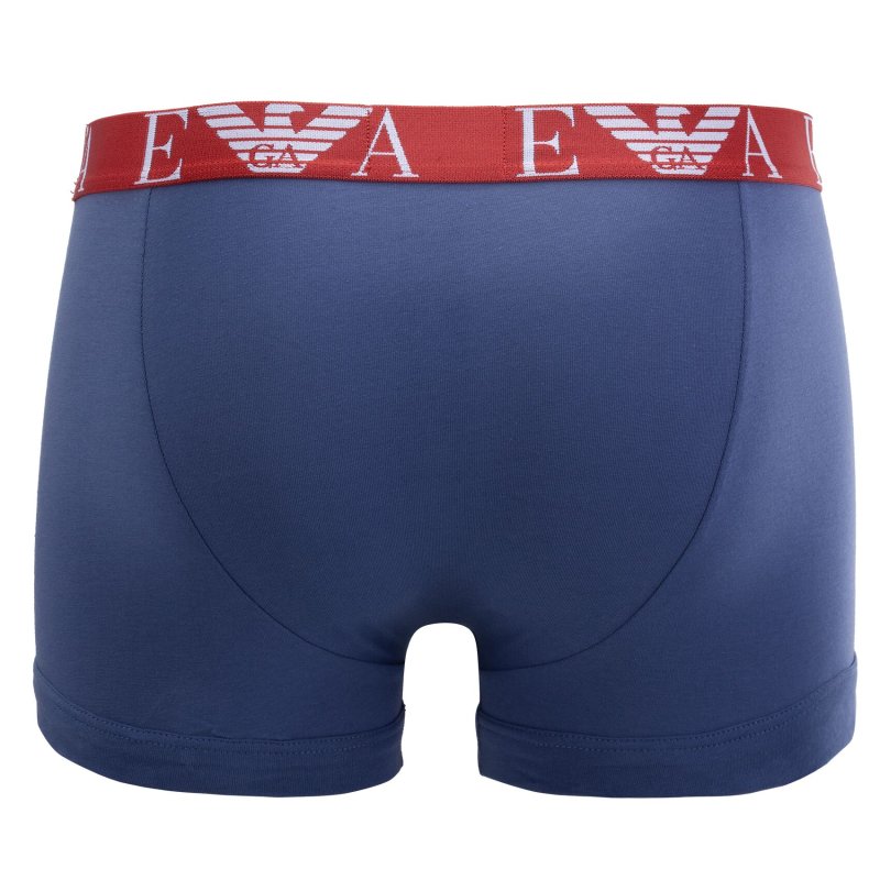 Lot de 3 Boxers homme Coton Bleu/Bleu Marine/Noir/Rouge Uni - Emporio Armani