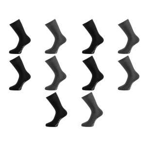 Lot de 10 Paires de Chaussettes homme Ville Casual, Mode Noir/Gris foncé Uni - Serge Blanco