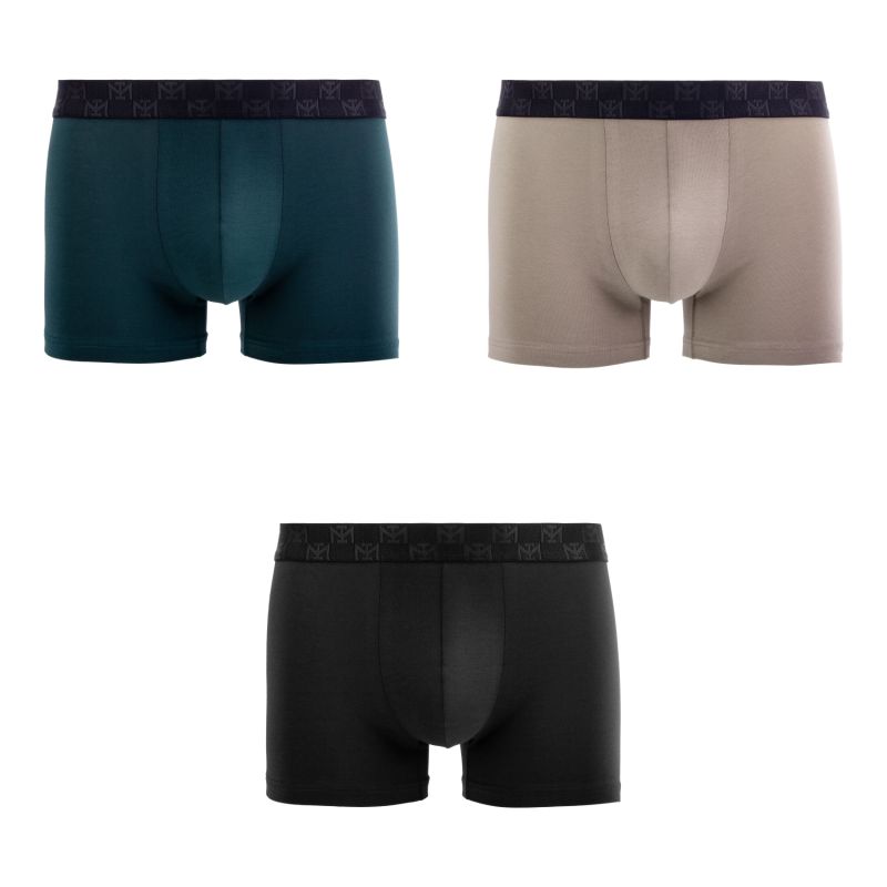 Lot de 3 Boxers homme Coton Vert sapin/Camel/Noir - Impetus