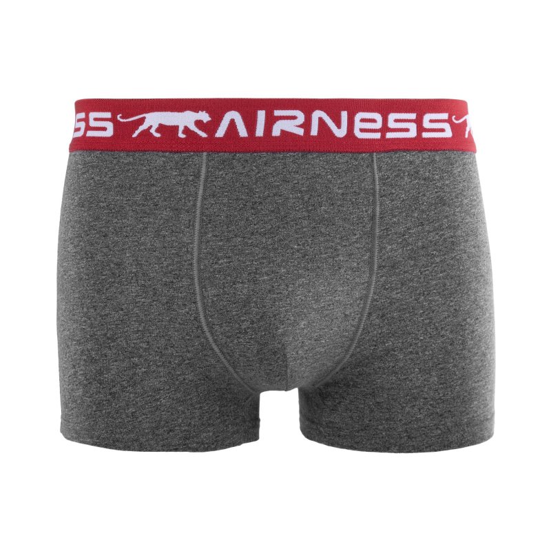 Lot de 5 Boxers homme Coton Noir/Rouge/Gris Uni - Airness