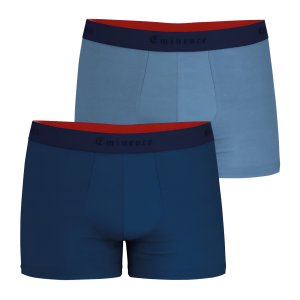 Lot de 2 Boxers homme Coton Bleu pétrole/Bleu clair/Rouge Uni - Eminence