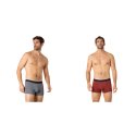 Lot de 2 Boxers homme Coton Rouge brique/Bleu marine/Blanc Uni - Eminence