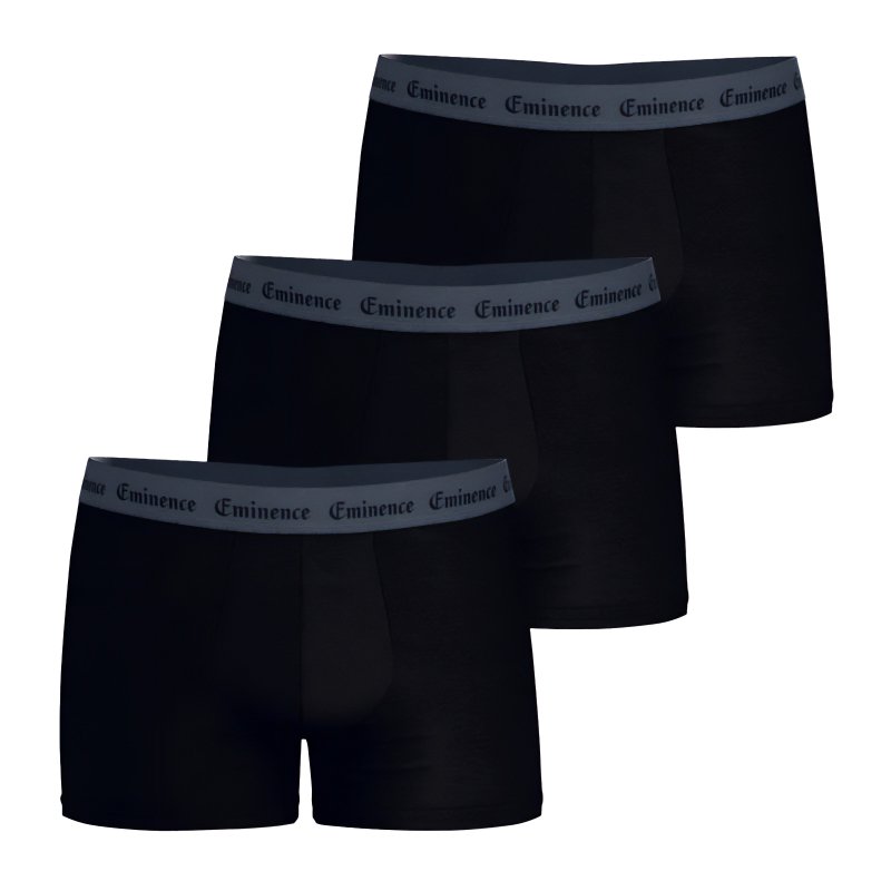 Lot de 3 Boxers homme Coton Noir/Gris Uni - Eminence