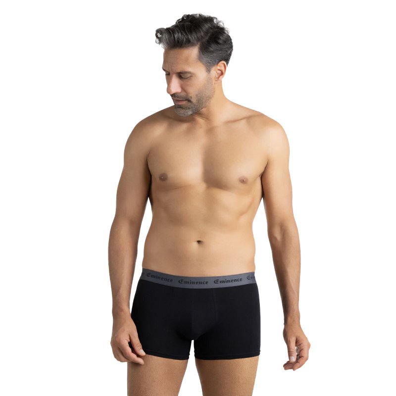 Lot de 3 Boxers homme Coton Noir/Gris Uni - Eminence