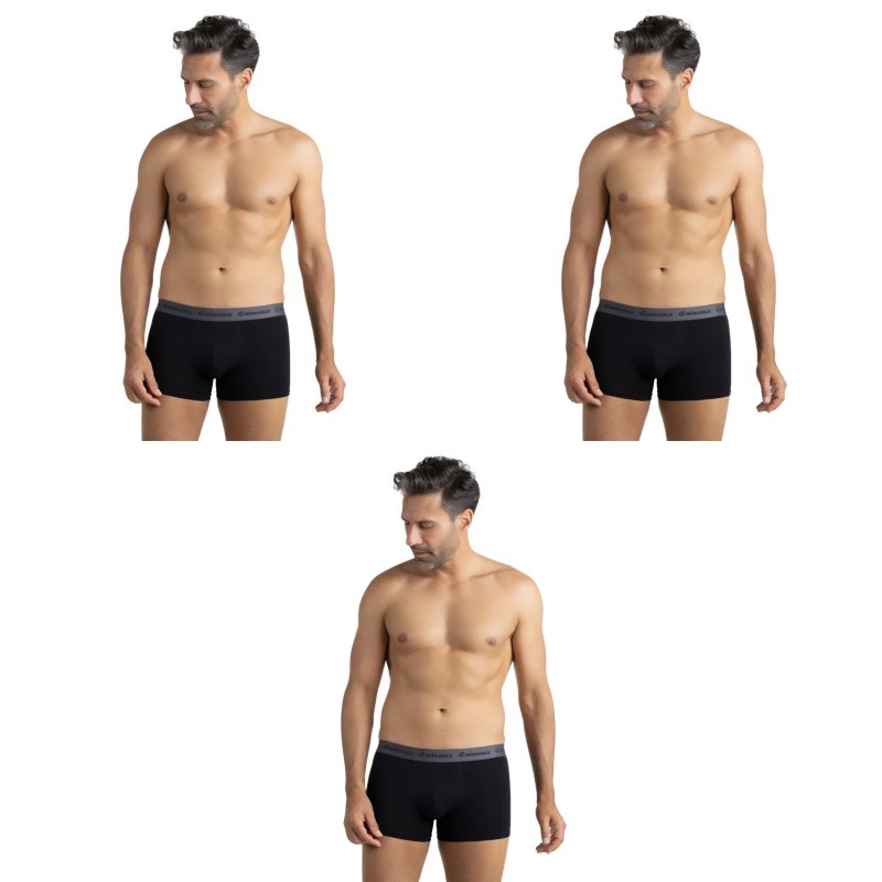 Lot de 3 Boxers homme Coton Noir/Gris Uni - Eminence