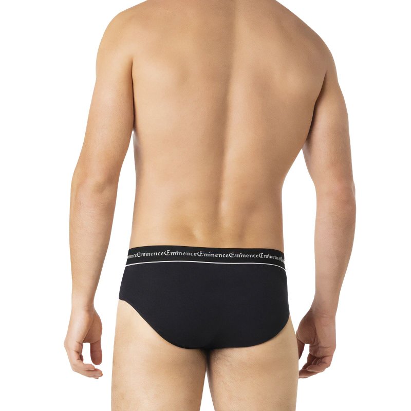 Lot de 3 Slips homme Coton Noir Uni - Eminence