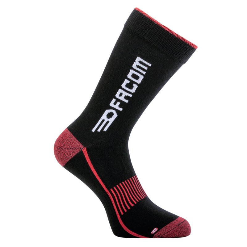 Lot de 6 Paires de Chaussettes homme Tennis Travail Noir/Gris/Rouge Uni - Facom