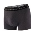 Boxer homme Coton Gris foncé chiné/Noir/Blanc Uni - Le Slip Francais