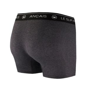 Boxer homme Coton Gris foncé chiné/Noir/Blanc Uni - Le Slip Francais