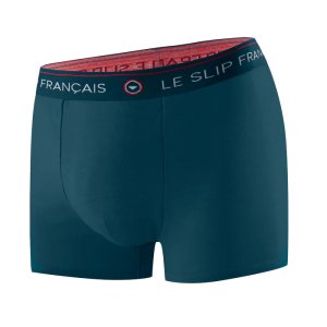 Boxer homme Coton Bleu pétrole/Rouge/Blanc Uni - Le Slip Francais