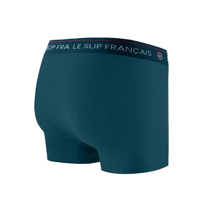 Boxer homme Coton Bleu pétrole/Rouge/Blanc Uni - Le Slip Francais