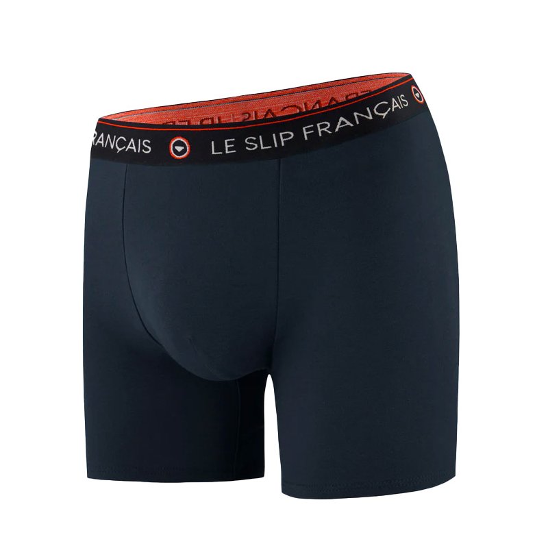 Boxer homme Coton Bleu marine/Rouge/Blanc Uni - Le Slip Francais