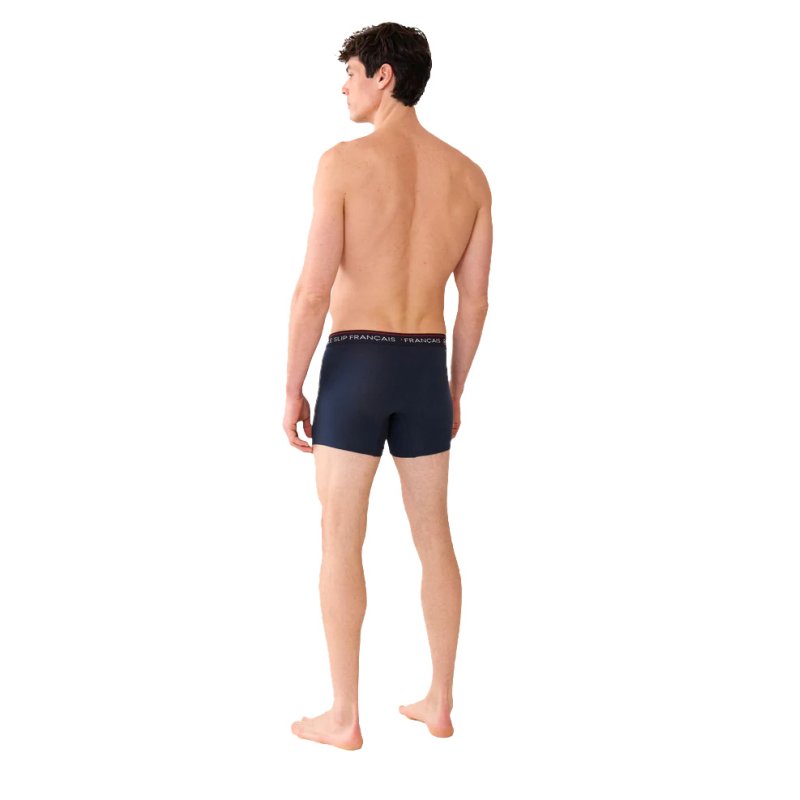 Boxer homme Coton Bleu marine/Rouge/Blanc Uni - Le Slip Francais