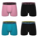 Lot de 4 Boxers homme Polyester Rose/Noir/Turquoise/Jaune/Bleu foncé Uni - Pierrecardin