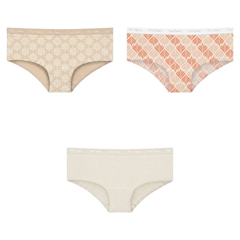 Lot de 3 Culottes femme Coton Confort, Discrète (sous les vêtements), Flatlock, Respirant, Stretch Imprimé - Pierrecardin