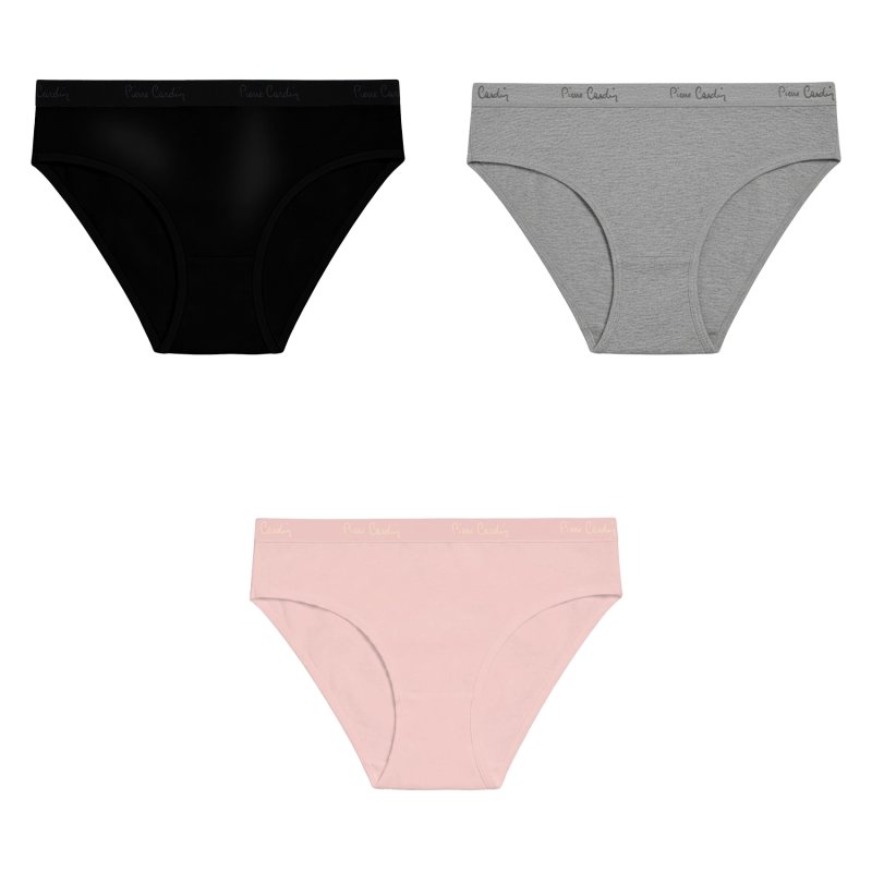 Lot de 3 Slips femme Coton Rose Uni - Pierrecardin