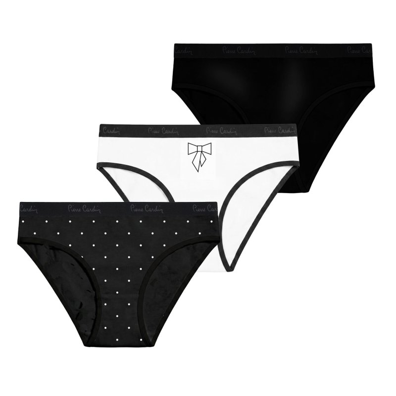 Lot de 3 Slips femme Coton Noir Uni - Pierrecardin
