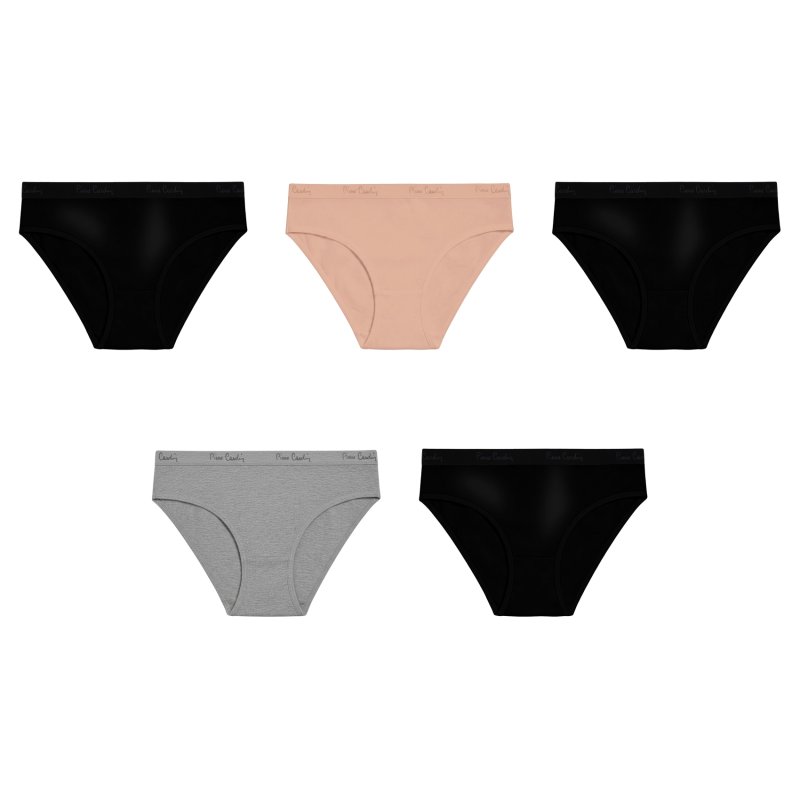 Lot de 5 Slips femme Coton Beige Uni - Pierrecardin