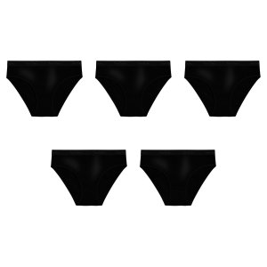 Lot de 5 Slips femme Coton Noir Uni - Pierrecardin