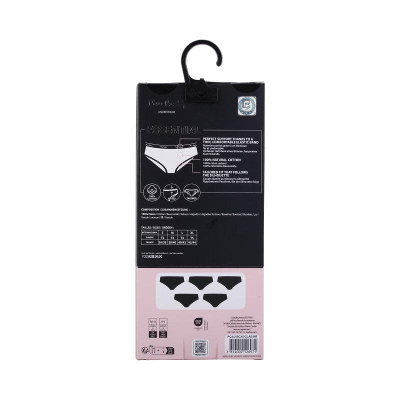 Lot de 5 Slips femme Coton Noir Uni - Pierrecardin
