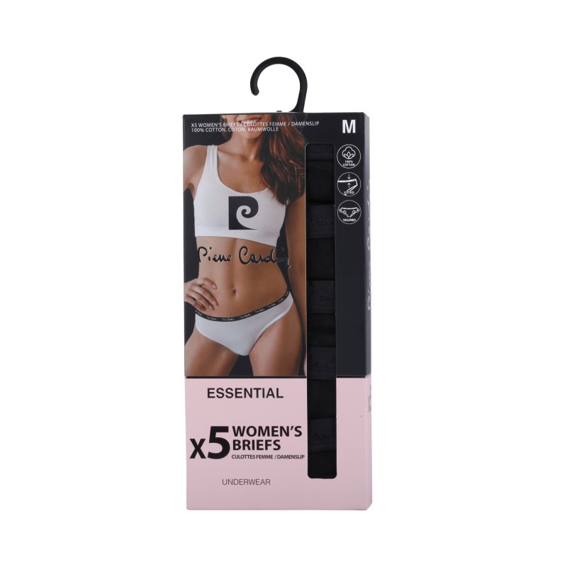 Lot de 5 Slips femme Coton Noir Uni - Pierrecardin