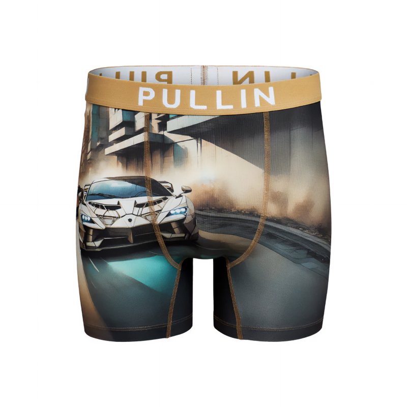 Boxer homme Polyester Noir/Vert/Doré Imprimé - Pull In