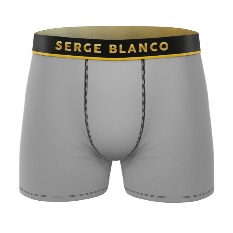 Lot de 3 Boxers homme Polyamide Kaki/Orange/Gris clair/Jaune/Noir/Blanc Uni - Serge Blanco