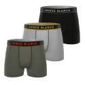 Lot de 3 Boxers homme Polyamide Kaki/Orange/Gris clair/Jaune/Noir/Blanc Uni - Serge Blanco