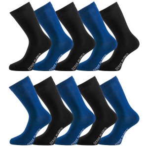 Lot de 10 Paires de Chaussettes homme Ville Casual, Mode Noir/Bleu foncé Uni - Serge Blanco