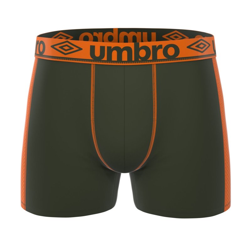 Lot de 3 Boxers homme Polyamide Kaki/Orange/Noir/Beu foncé/Jaune/Gris Uni - Umbro
