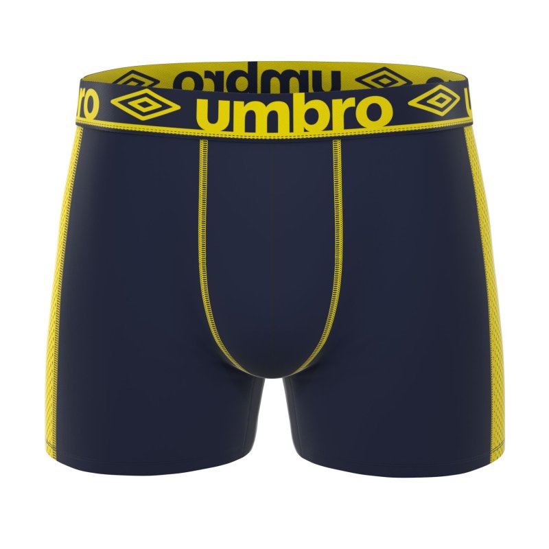 Lot de 3 Boxers homme Polyamide Kaki/Orange/Noir/Beu foncé/Jaune/Gris Uni - Umbro