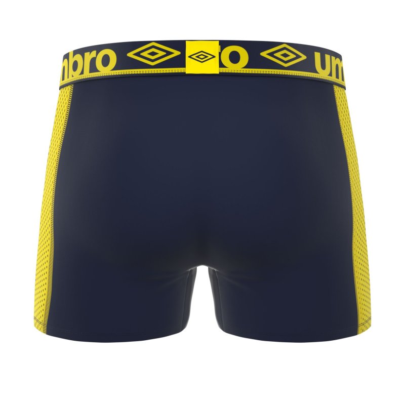 Lot de 3 Boxers homme Polyamide Kaki/Orange/Noir/Beu foncé/Jaune/Gris Uni - Umbro