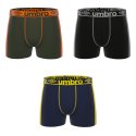 Lot de 3 Boxers homme Polyamide Kaki/Orange/Noir/Beu foncé/Jaune/Gris Uni - Umbro