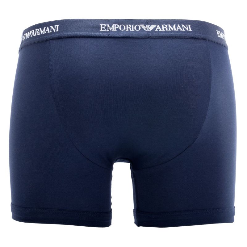 Lot de 3 Boxers homme Coton Blanc/Bleu Marine/Noir/Gris Uni - Emporio Armani