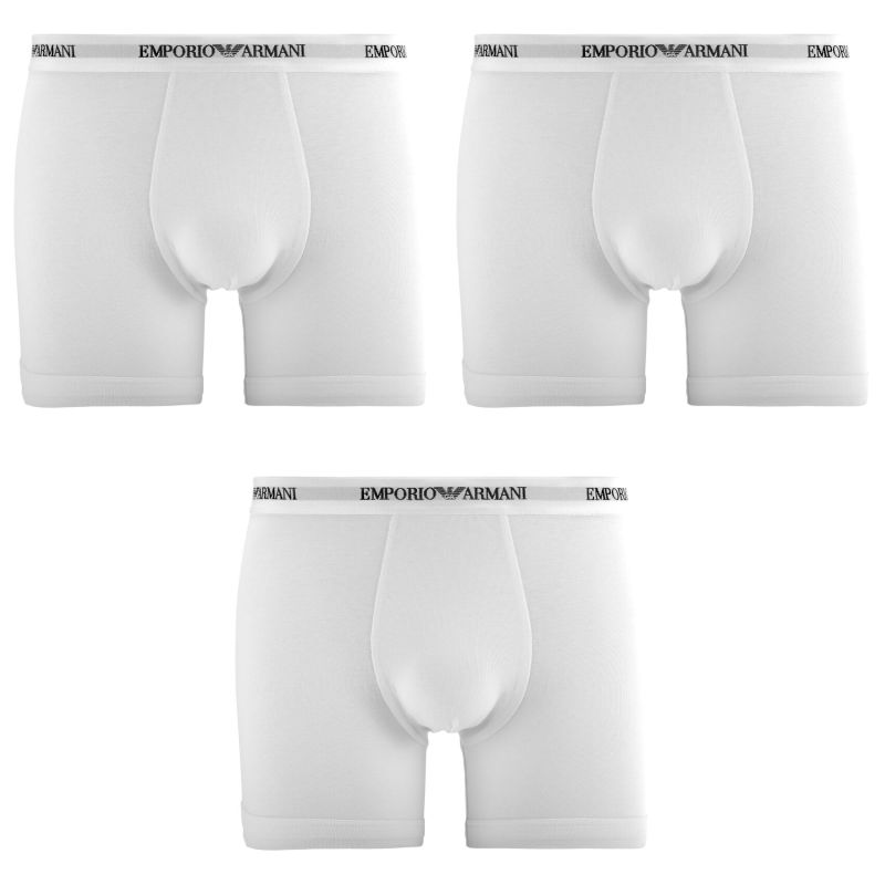 Lot de 3 Boxers homme Coton Blanc Uni - Emporio Armani
