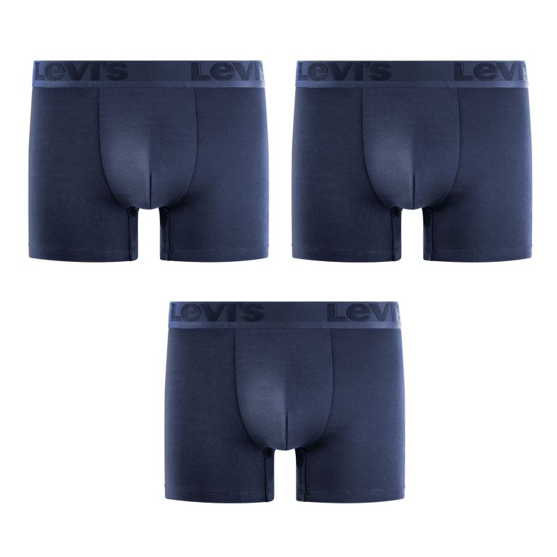 Lot de 3 Boxers Premium Homme Coton Bleu Unis - Levis