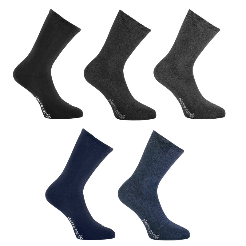 Lot de 5 Paires de Chaussettes homme Noir/Bleu Marine/Gris - Pierrecardin