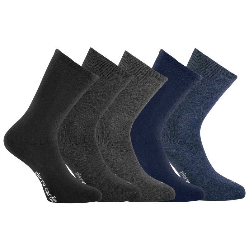 Lot de 5 Paires de Chaussettes homme Noir/Bleu Marine/Gris - Pierrecardin
