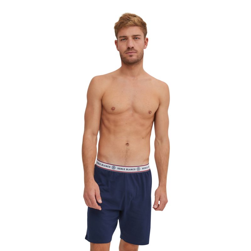 Pyjama Bleu homme coupe Regular Col rond Uni - Serge Blanco