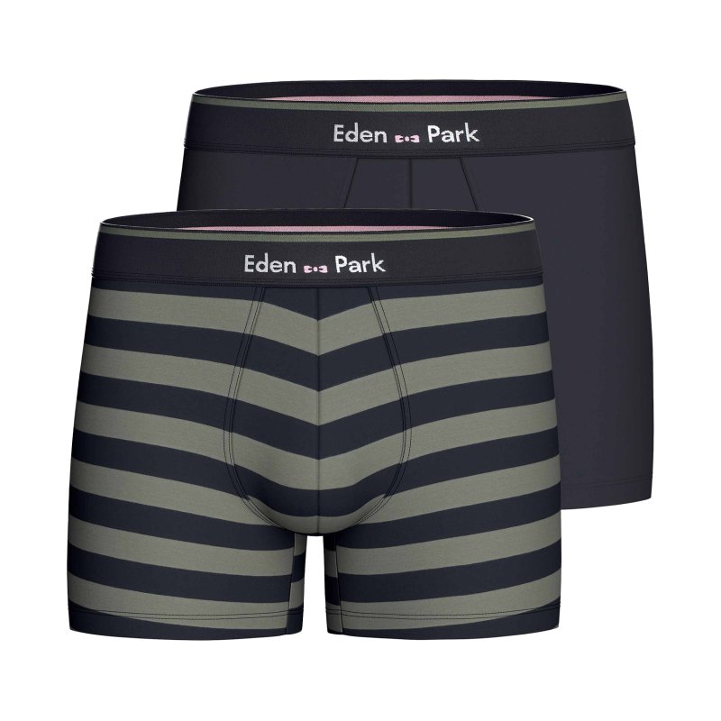 Lot de 2 Boxers homme Coton Noir/Kaki - Eden Park