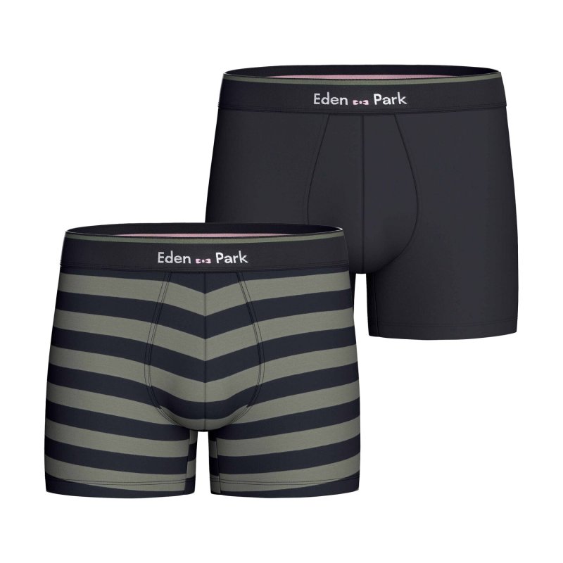 Lot de 2 Boxers homme Coton Noir/Kaki - Eden Park