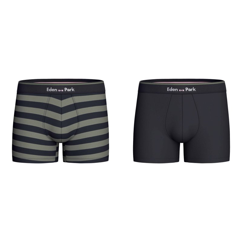 Lot de 2 Boxers homme Coton Noir/Kaki - Eden Park