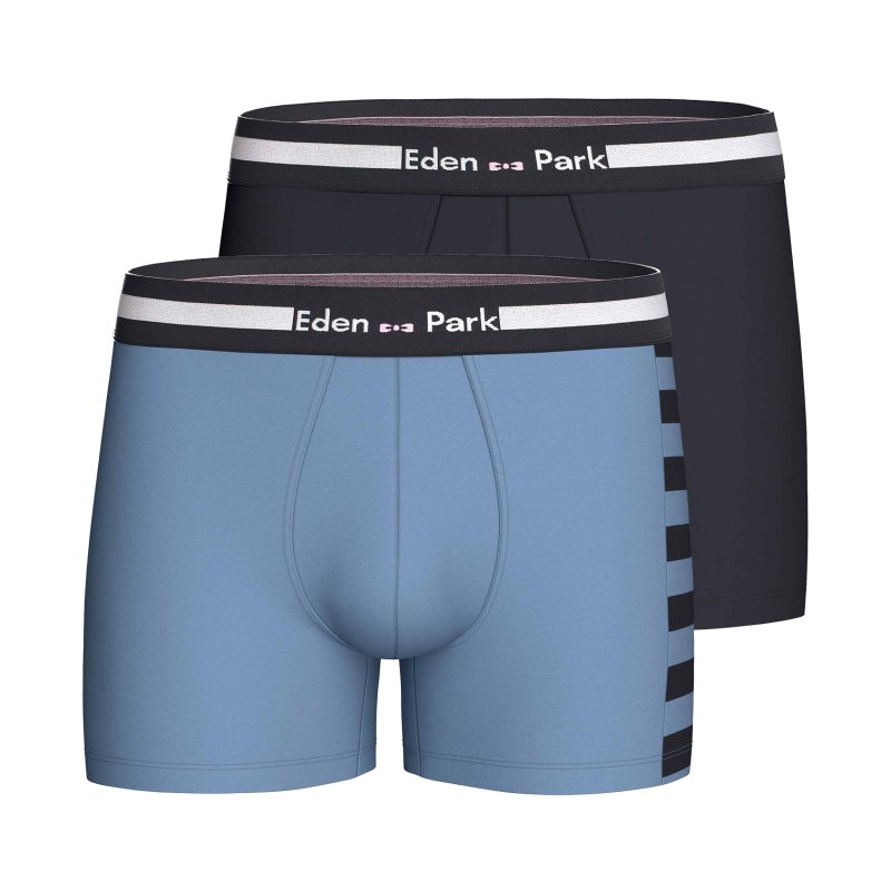 Lot de 2 Boxers homme Coton Bleu/Noir/Blanc/Rose - Eden Park